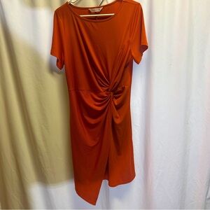 Pat Pat Short Sleeved Knot Waist Mini Dress with Ribbing